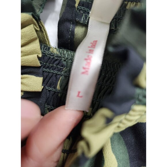 True Destiny BOHO Forest Fairy Top Large Green Camo Hi Low Mock Neck Casual - Picture 6 of 9